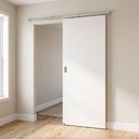 Ver imagem 1 de Porta Lisa Branca 60x210cm + Kit de Correr Sobrepor Alumínio