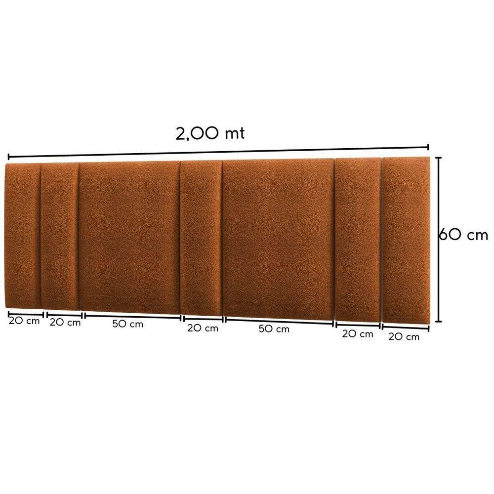 Cabeceira Estofada Iluminação Led Glow Cama King Size 200cm Buclé Terracota - 4