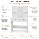 Ver imagem 4 de Penteadeira Camarim 100% MDF com Espelho, Luz LED Integrada, 2 Gavetas e Design Moderno Branco