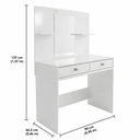 Ver imagem 3 de Penteadeira Camarim 100% MDF com Espelho, Luz LED Integrada, 2 Gavetas e Design Moderno Branco