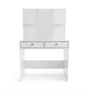 Ver imagem 2 de Penteadeira Camarim 100% MDF com Espelho, Luz LED Integrada, 2 Gavetas e Design Moderno Branco