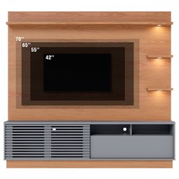 Estante para TV Até 70 Polegadas Campeche 1 Porta 1 Gaveta Freijó/Cinza Fosco - Colibri - 3