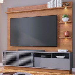 Estante para TV Até 70 Polegadas Campeche 1 Porta 1 Gaveta Freijó/Cinza Fosco - Colibri - 1