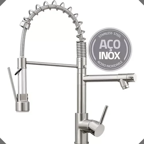 Torneira Cozinha Gourmet Misturador Monocomando 50cm Inox:inox Escovado