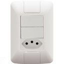 Ver imagem 1 de Conjunto 4x2 com 2 Interruptores Simples 6 a 250 V e 1 Tomada 2p+t 10 a 250 V Aria Branco