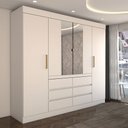 Ver imagem 7 de Guarda-roupa Casal Luxuria 4 Portas 6 Gavetas com Espelho Branco - Panorama Móveis