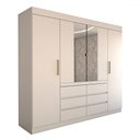 Ver imagem 4 de Guarda-roupa Casal Luxuria 4 Portas 6 Gavetas com Espelho Branco - Panorama Móveis