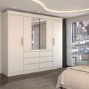 Ver imagem 1 de Guarda-roupa Casal Luxuria 4 Portas 6 Gavetas com Espelho Branco - Panorama Móveis