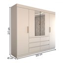 Ver imagem 5 de Guarda-roupa Casal Luxuria 4 Portas 6 Gavetas com Espelho Branco - Panorama Móveis