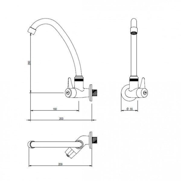 Torneira para Cozinha Bica Móvel ABS DN15 1156IHP Japi - 2