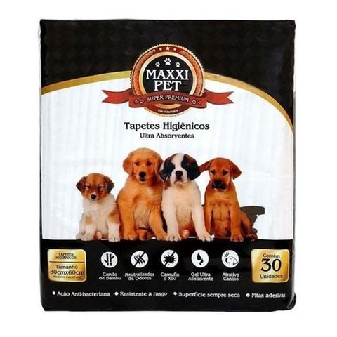 Tapete Higiênico Maxxi Pet Carvão de Bambu com 30 Unidades