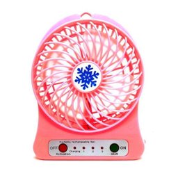 Mini Ventilador Portátil USB Recarregável 3 Velocidades Rosa - 2