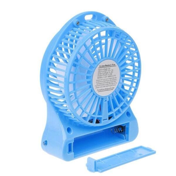 Mini Ventilador Portátil Mesa USB com 3 Velocidades Azul