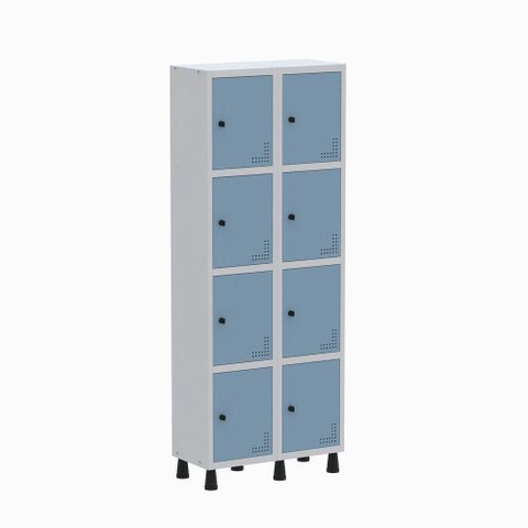 Roupeiro Aço Linha Light 8 Portas - GR302-8 Cinza-Azul Dali