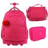 Kit Mochila Feminina Rodinhas Notebook Impermeável Rosa - 1