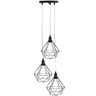 Lustre Pendente Aramado Triplo Diamante Cabo Cristal Regulável Preto Luminária Agp Ilumini Cabo Cris - 1