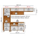 Ver imagem 3 de Cozinha Compacta 4 Peças 260x206 cm Balcao com Tampo Sicilia Freijo Off Ripado Frisado Poliman
