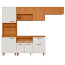 Ver imagem 1 de Cozinha Compacta 4 Peças 260x206 cm Balcao com Tampo Sicilia Freijo Off Ripado Frisado Poliman