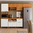 Ver imagem 2 de Cozinha Compacta 4 Peças 260x206 cm Balcao com Tampo Sicilia Freijo Off Ripado Frisado Poliman