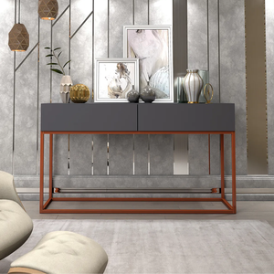 Aparador Eros 110cm Industrial Moderno e Minimalista 2 Gavetas:cinza/cobre