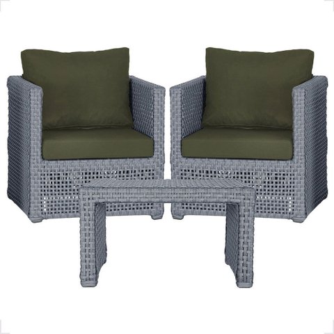 Mesa Centro e 2 Poltronas Madri Corda Náutica Estofado 13 Trama Original
