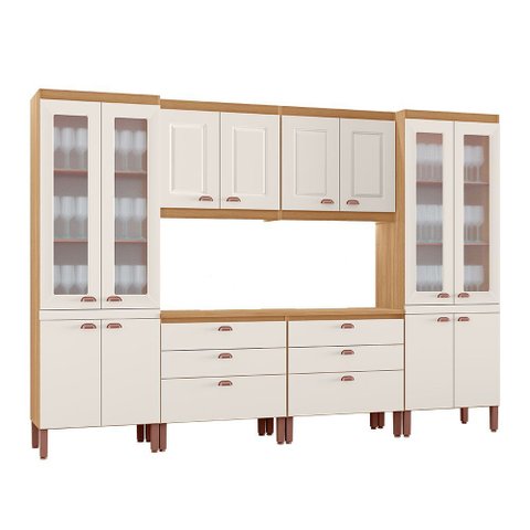 Cozinha Praga Modulada Composta por 06 Módulos 100% Mdf com Paneleiros e Balcões