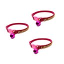 Ver imagem 1 de Kit 3 Coleiras De Couro Com Strass E Guizo Rosa