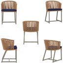 Ver imagem 5 de Mesa com 6 Cadeiras de Jantar Roma 120cm e Noronha em Alumínio Fendi Corda Náutica Estofado 10 Trama