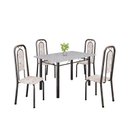 Ver imagem 2 de Conjunto de Mesa Tubular 120cm x 75cm Tampo Granito Ocre com 4 Cadeiras Lara Prata/Botanic Bege/Mart