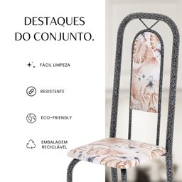 Conjunto de Mesa Tubular 120cm X 75cm Tampo Granito Ocre com 4 Cadeiras Lara - 12