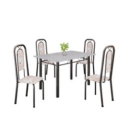 Conjunto de Mesa Tubular 120cm X 75cm Tampo Granito Ocre com 4 Cadeiras Lara - 2
