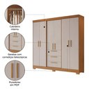 Ver imagem 4 de Guarda Roupa Casal 6 Portas 3 Gavetas Freijó/off White Nt6030 Notável Móveis