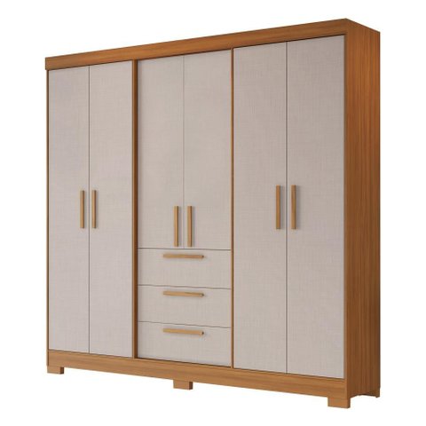 Guarda Roupa Casal 6 Portas 3 Gavetas Freijó/off White Nt6030 Notável Móveis