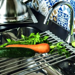 Esteira Escorredora Cozinha Multifunções Inox Silicone 48x24 - 6