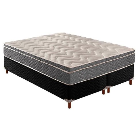 Cama Box Queen: Colchão Ortopédico Paropas D45/EP Confort Mega Firme + Base CRC Suede Black(
