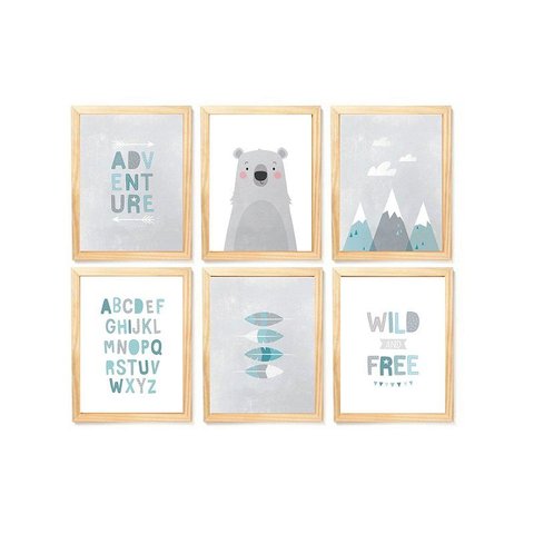 Kit Quadro Urso Escandinavo Infantil Decorativo Quarto Criança Enxoval Bebê