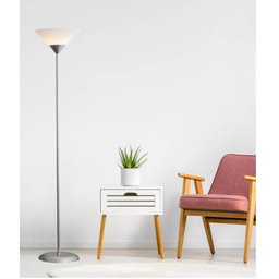 Luminária Chão 1,80m Pedestal Abajur Led Bivolt Pf-04 Prata - 3