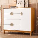 Ver imagem 2 de Cômoda Sapateira 1 Porta 4 Gavetas 120cm Ipê Branco/cinamomo - Albatroz