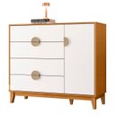 Ver imagem 1 de Cômoda Sapateira 1 Porta 4 Gavetas 120cm Ipê Branco/cinamomo - Albatroz
