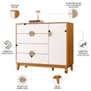 Ver imagem 3 de Cômoda Sapateira 1 Porta 4 Gavetas 120cm Ipê Branco/cinamomo - Albatroz