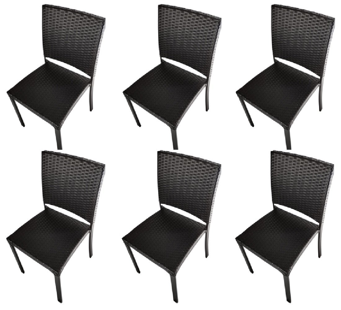 Kit 6 Cadeiras Orbit Aluminio Fibra Sintética Proteçao Uv Preto - 1