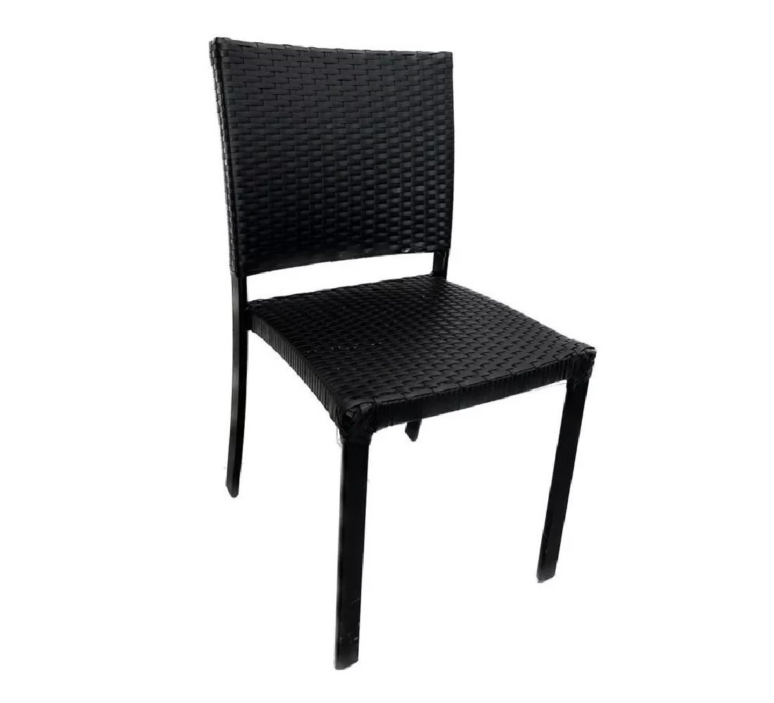 Kit 6 Cadeiras Orbit Aluminio Fibra Sintética Proteçao Uv Preto - 2