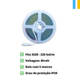Fita de Led Cob 320led/m Ip20 5 Metros Auto Colante - 2