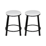 Kit 2 Banquetas Baixa Banco Cozinha Americana Balcão Bar Aço:branco/preto - 1