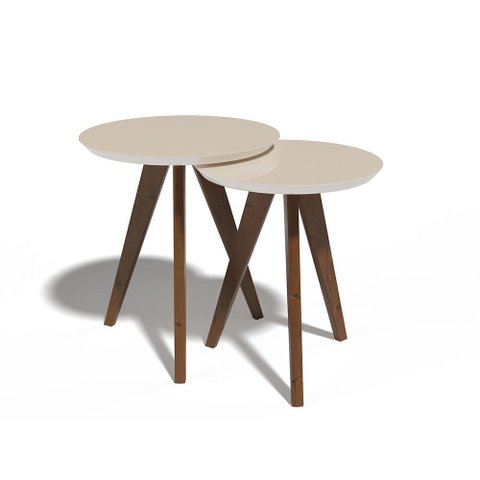 Conjunto de Mesa Lateral Classic com Pés em Madeira IMCAL