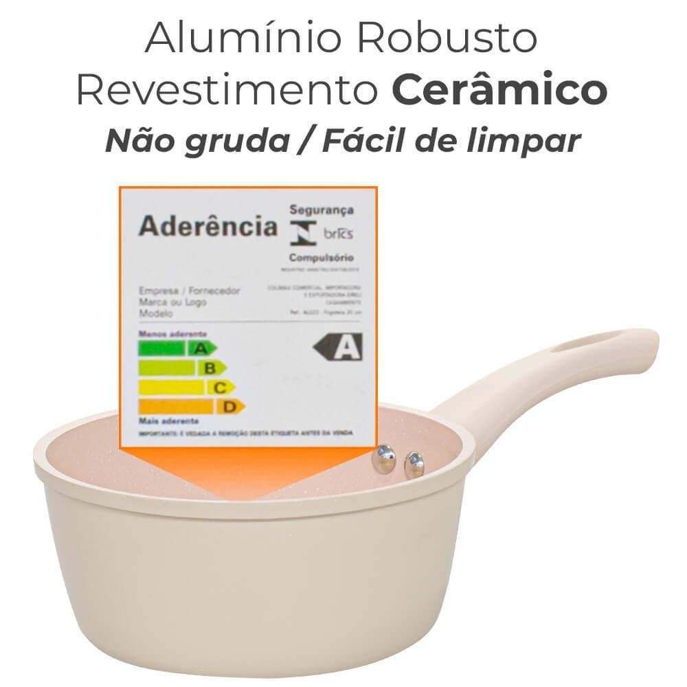 Conjunto de Panelas de Indução Antiaderente Cerâmica Incanto Bege 5 Peças - em Casa Tem - 6