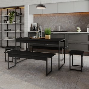 Mesa De Jantar Com 2 Banco E 2 Banquetas Estilo Industrial