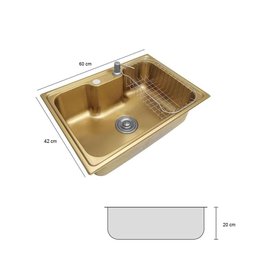 Cuba Pia Gourmet Luxo Prizi Lung Dourada Aço Inox 201 42x60c - 4 Cuba Pia Gourmet Luxo Prizi Lung Dourada Aço Inox 201 42x60c - 4