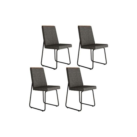 Kit 4 Cadeiras Sala Jantar Lira 1752 4 Uni Pretografite Preto Carraro