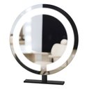 Ver imagem 1 de Espelho Redondo Simples C/ Iluminação e Suporte Bancada 40cm Moldura Preto
